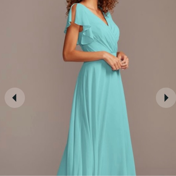 DAVID’s BRIDAL SPA FLUTTER SLEEVE BRIDESMAID DRESS SIZE 6P - Picture 3 of 9